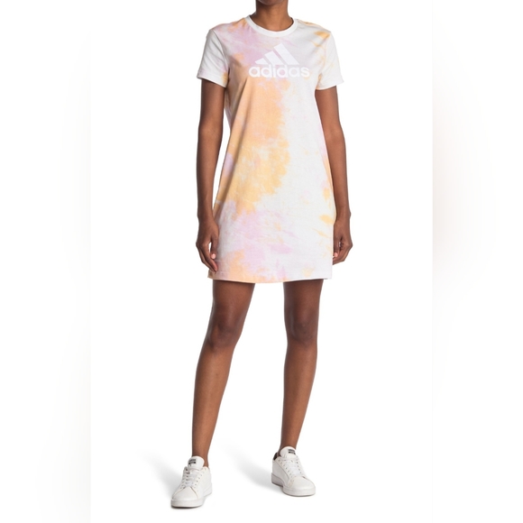 adidas Dresses Adidas Tie Dye Logo Crew Neck Tshirt Dress Poshmark